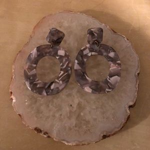 Grey and lavender abstract acrylic earrings